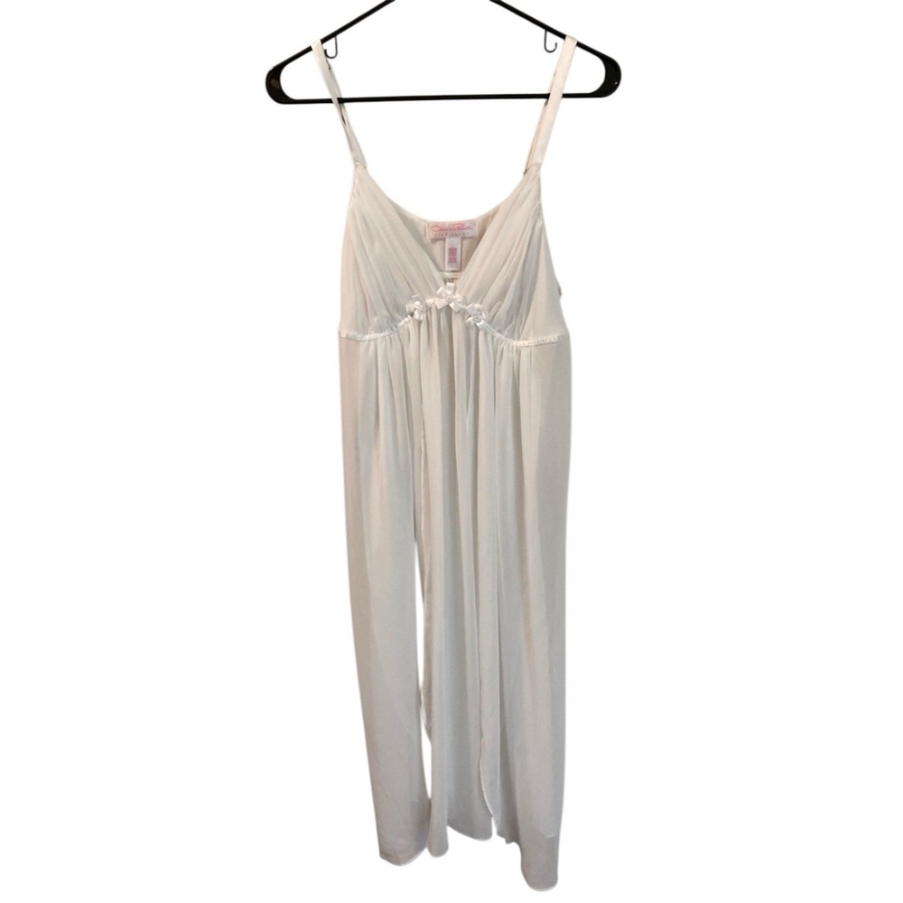 Oscar de la Renta Pink Label Nightgown Bridal SZ L White Sheer Sexy Babydoll